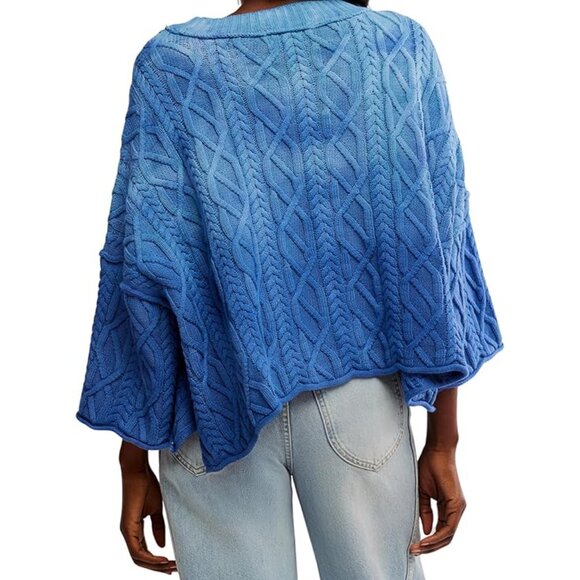 Free People Washed Ashore Sweater | Bellweather Blue | Size S | Defeat Special - Picture 8 of 9